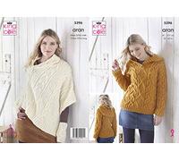 King Cole 5396 Knitting Pattern Womens Hoodie Poncho and Hand Warmers in Fashion Aran,Multicolor,32" - 42" bust