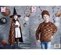 King Cole 5399 Knitting Pattern Childrens Halloween Witches Cape Set and Pumpkin in Glitz DK