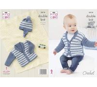 King Cole 5414 Crochet Pattern Baby Jacket Hat and Blanket in Big Value Baby DK