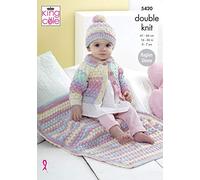 King Cole 5420 Knitting Pattern Baby Childrens Cardigan Hat and Blanket in Beaches DK