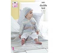 King Cole 5421 Knitting Pattern Baby Childrens Cardigan Hat and Blanket in Beaches DK