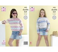 King Cole 5423 Knitting Pattern Girls Easy Textured Pattern Sweaters Jumpers in Beaches DK