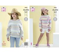 King Cole 5425 Knitting Pattern Girls Easy Knit Jumpers in Beaches DK