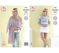 King Cole 5427 Knitting Pattern Womens Sweater and Shawl in Beaches DK