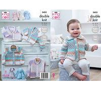 King Cole 5453 Knitting Pattern Baby Easy Lace Raglan Cardigans in Cottonsoft Baby Crush DK,Multicolor,14" - 22" chest