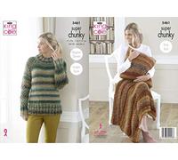 King Cole 5461 Knitting Pattern Womens Sweater Throw and Cushion in Explorer Super Chunky