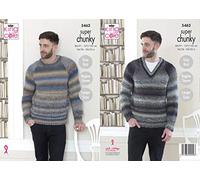 King Cole 5462 Knitting Pattern Mens Easy Knit Raglan Sweaters in Explorer Super Chunky