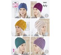 King Cole 5463 Knitting Pattern Womens Hats in Merino Blend 4 Ply