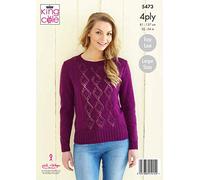 King Cole 5473 Knitting Pattern Womens Easy Lace Sweater and Cardigan in Merino 4 Ply