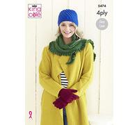 King Cole 5474 Knitting Pattern Womens Easy Lace Wrap, Gloves and Hat in Merino 4 Ply