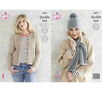 King Cole 5479 Knitting Pattern Womens Cardigan Scarf and Hat in Subtle Drifter DK