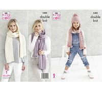 King Cole 5482 Knitting Pattern Childs Hat and Scarf and Womens Shawls in Subtle Drifter DK
