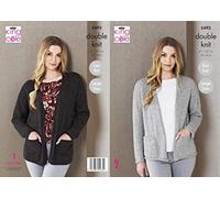King Cole 5493 Knitting Pattern Ladies Edge-to-Edge Jackets in Natural Alpaca DK