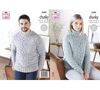 King Cole 5499 Knitting Pattern Womens Mens Sweater in Big Value Poplar Chunky