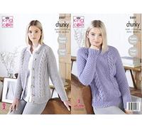 King Cole 5501 Knitting Pattern Womens Sweater and Cardigan in Big Value Poplar Chunky
