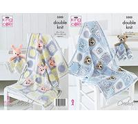 King Cole 5503 Crochet Pattern Babies Teddy and Bunny Blankets and Comforter Toys in Cherished DK