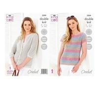 King Cole 5504 Crochet Pattern Womens Top and Cardigan in Cotton Top DK