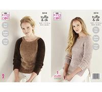 King Cole 5514 Knitting Pattern Womens Easy Knit Raglan Sweater and Tunic in Truffle
