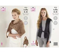 King Cole 5516 Knitting Pattern Womens Easy Knit Wrap Poncho Tabbard in Truffle and Merino Blend DK