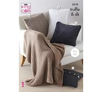 King Cole 5518 Knitting Pattern Easy Knit Cushions and Blanket in Truffle and Merino Blend DK