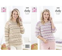 King Cole 5520 Knitting Pattern Womens Textured Sweaters in Drifter Chunky