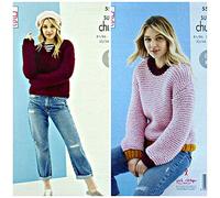 King Cole 5524 Knitting Pattern Womens Easy Knit Sweater and Cardigan in Timeless Super Chunky