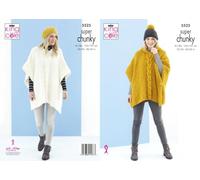 King Cole 5525 Knitting Pattern Womens Ponchos 2 Styles in Timeless Super Chunky,Multicolor,32" - 42" (81cm - 107cm) Bust.
