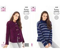 King Cole 5538 Knitting Pattern Womens Sweater and Cardigan in Funny Yummy