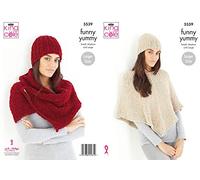 King Cole 5539 Knitting Pattern Womens Wraps and Hats in Funny Yummy