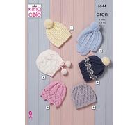 King Cole 5544 Knitting Pattern Baby Hats 6 Retro Styles in Comfort Aran