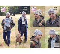 King Cole 5558 Knitting Pattern Mens Hats and Scarves in King Cole Drifter Aran