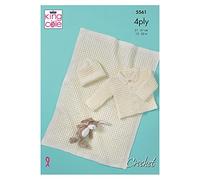 King Cole 5561 Crochet Pattern Baby Jacket Hat and Blanket in Big Value Baby 4 Ply