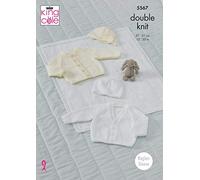 King Cole 5567 Knitting Pattern Baby Raglan Cardigans Hat Bonnet and Blanket in Comfort DK,Multicolor,12" - 20" (31cm - 51cm) Chest.