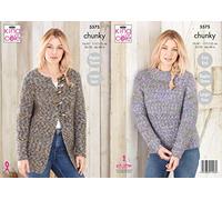 King Cole 5575 Knitting Pattern Womens Raglan Sweater and Cardigans in Shadow Chunky