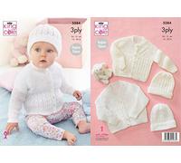 King Cole 5584 Knitting Pattern Baby Raglan Cardigan and Hat in Big Value Baby 3 Ply
