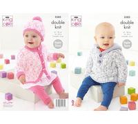 King Cole 5585 Knitting Pattern Baby Hoodie Jumper, Cardigan and Hat in Cherished DK Multicolor