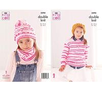 King Cole 5594 Knitting Pattern Childs Sweater Snood and Hat in Stripe DK