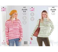King Cole 5597 Knitting Pattern Womens Easy Cable Sweaters in Stripe DK