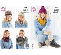 King Cole 5600 Knitting Pattern Womens Accessories in Explorer and Timeless Super Chunky