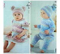 King Cole 5631 Knitting Pattern Babies Dress Hat and All-in-One in Beaches DK