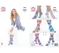 King Cole 5662 Knitting Pattern Womens Socks and Triangular Wrap in King Cole Summer 4 Ply