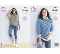 King Cole 5681 Knitting Pattern Womens Sweaters in Subtle Drifter Chunky Blue
