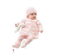 King Cole 5700 Knitting Pattern Baby Cardigan Top Matinee Coat Hat Bootees in Baby Stripe DK