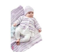 King Cole 5701 Knitting Pattern Baby Cardigan Matinee Coat Waistcoat Hat Blanket in Baby Stripe DK