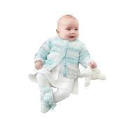 King Cole 5702 Knitting Pattern Baby Cardigan Matinee Coat Sweater Bootees in Baby Stripe DK