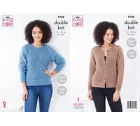 King Cole 5708 Knitting Pattern Womens Cardigan and Sweater in Big Value Tweed DK, Multi, 32'' - 50''