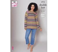 King Cole 5713 Knitting Pattern Womens Raglan Sweater and Cardigan in Riot DK