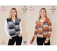 King Cole 5739 Adult DK Cardigan Waistcoat Knitting Pattern,Multi,32'' - 50''