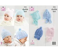 King Cole 5743 Knitting Pattern Baby Hats and Mittens in Comfort DK