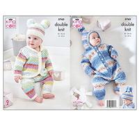 King Cole 5763 Knitting Pattern All-in-One Cardigan Trousers Hat in Baby Splash DK Big Value Baby DK